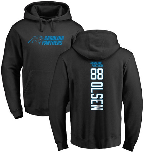 Carolina Panthers Men Black Greg Olsen Backer NFL Football #88 Pullover Hoodie Sweatshirts